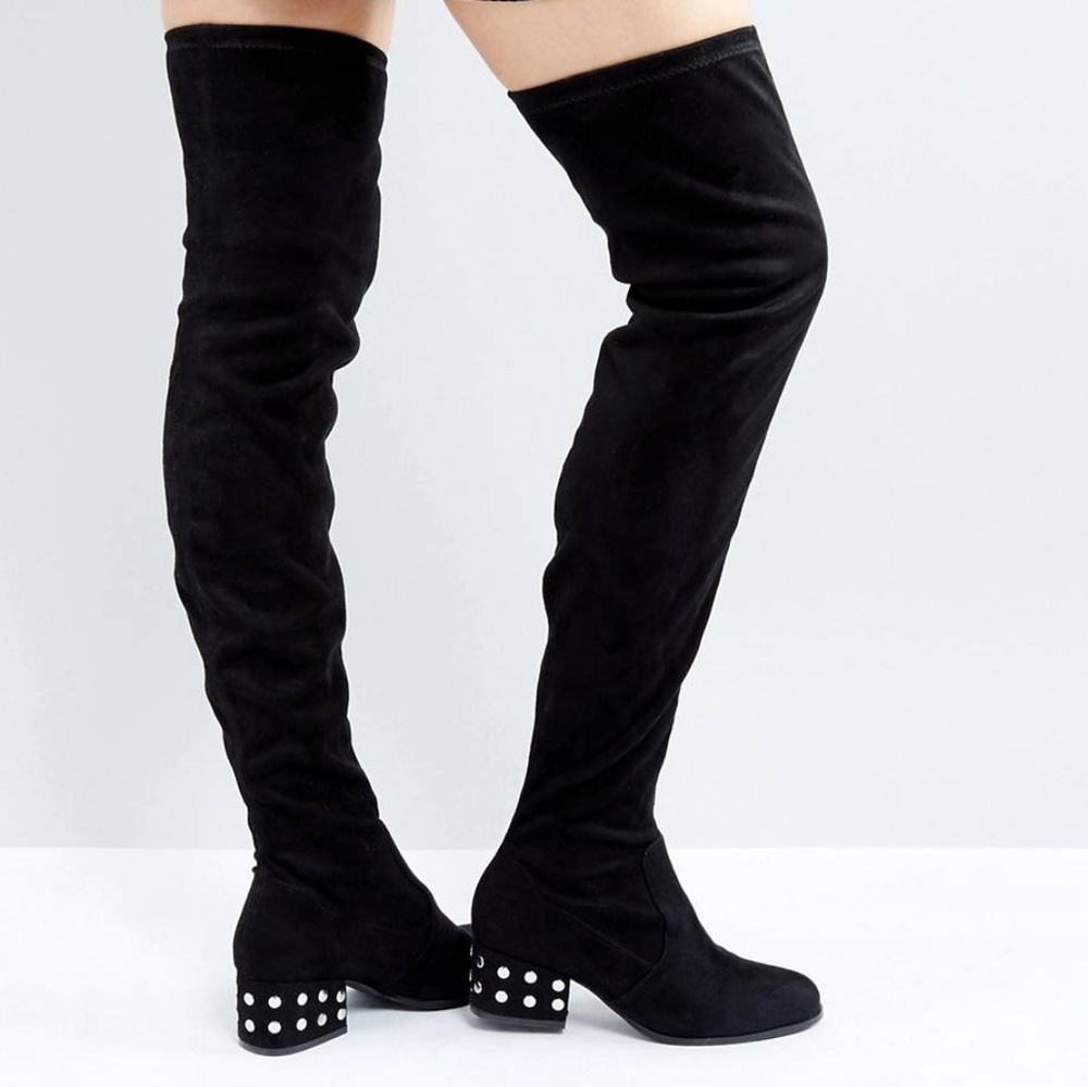 London rebel silver stud kitten heel Zip on sides.